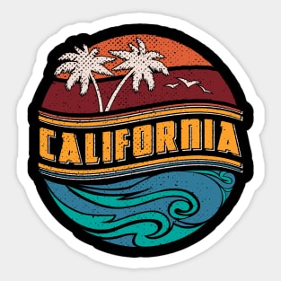 Retro California Palm Tree Scene Sticker